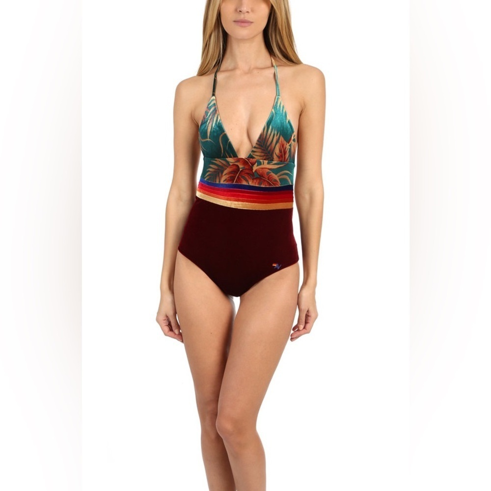 RARE Aviator Nation Velvet Rocker Mermaid One Piece Kauai Wine NWOT S